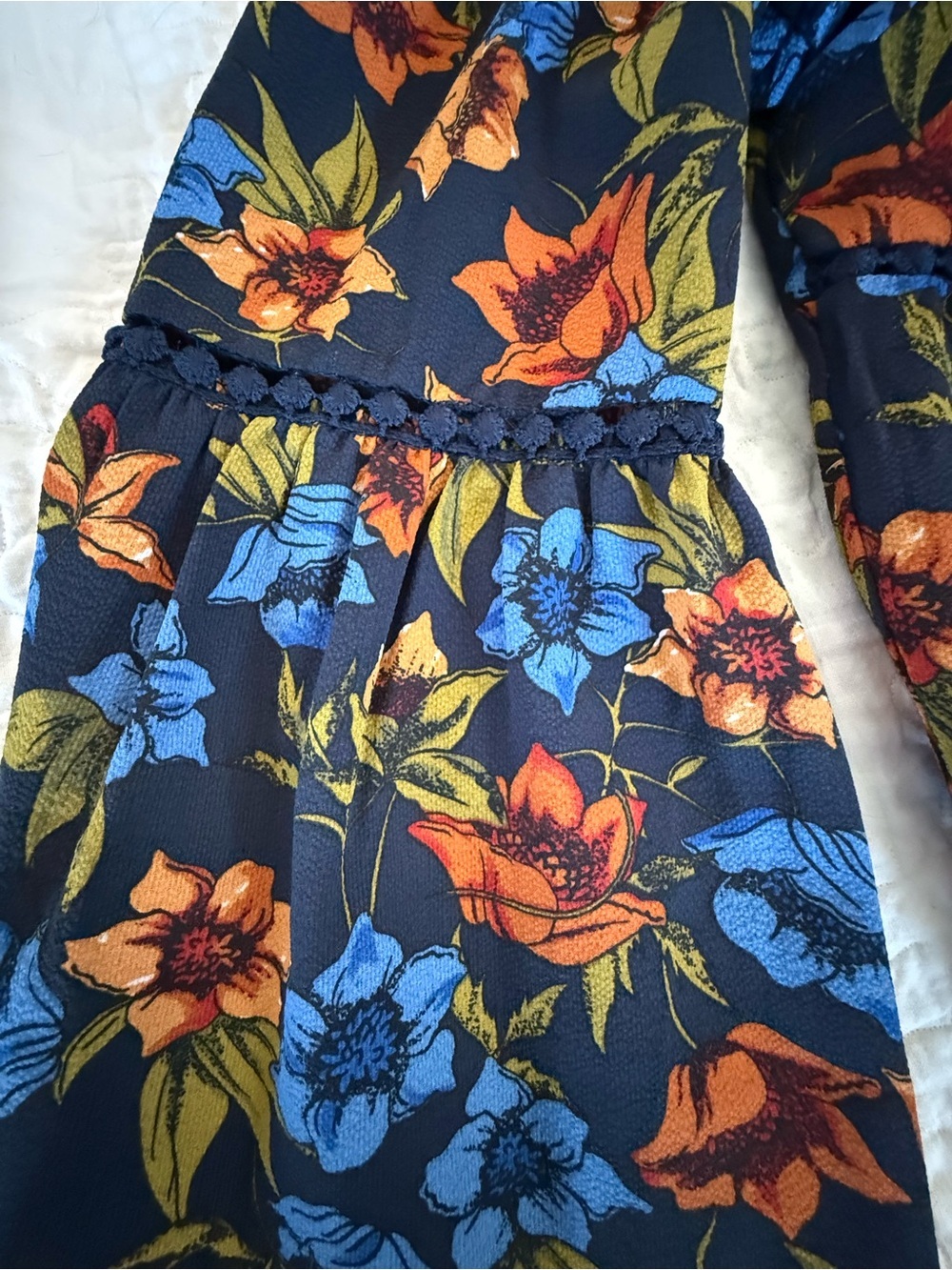 J.O.A. Navy Cold-Shoulder Floral Tiered Dress - Picture 4 of 8